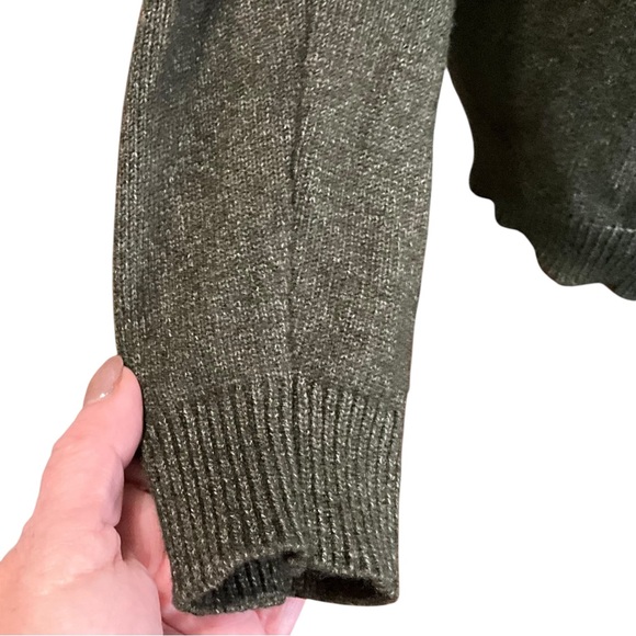 Wool Crossover Faux Wrap Sweater in Olive Green - Picture 4 of 10